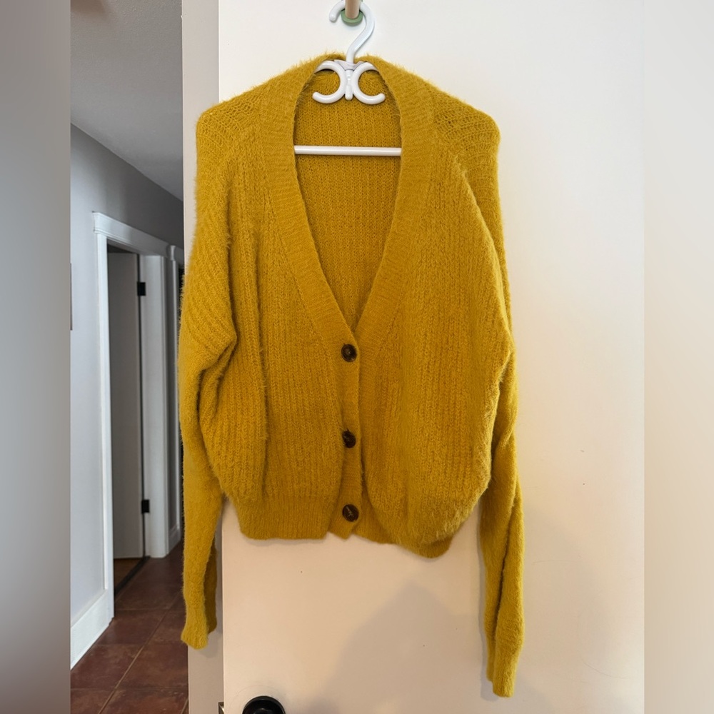 Double Zero Mustard Yellow Cardigan Sweater